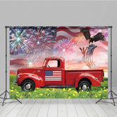 Aperturee - Aperturee Usa Flag Eagle Red Truck Independence Day Backdrop